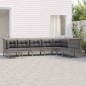 vidaXL 8-tlg. Garten-Lounge-Set mit Kissen Grau Poly Rattan vidaXL 8-tlg. Garten-Lounge-Set mit Kissen Grau Poly Rattan