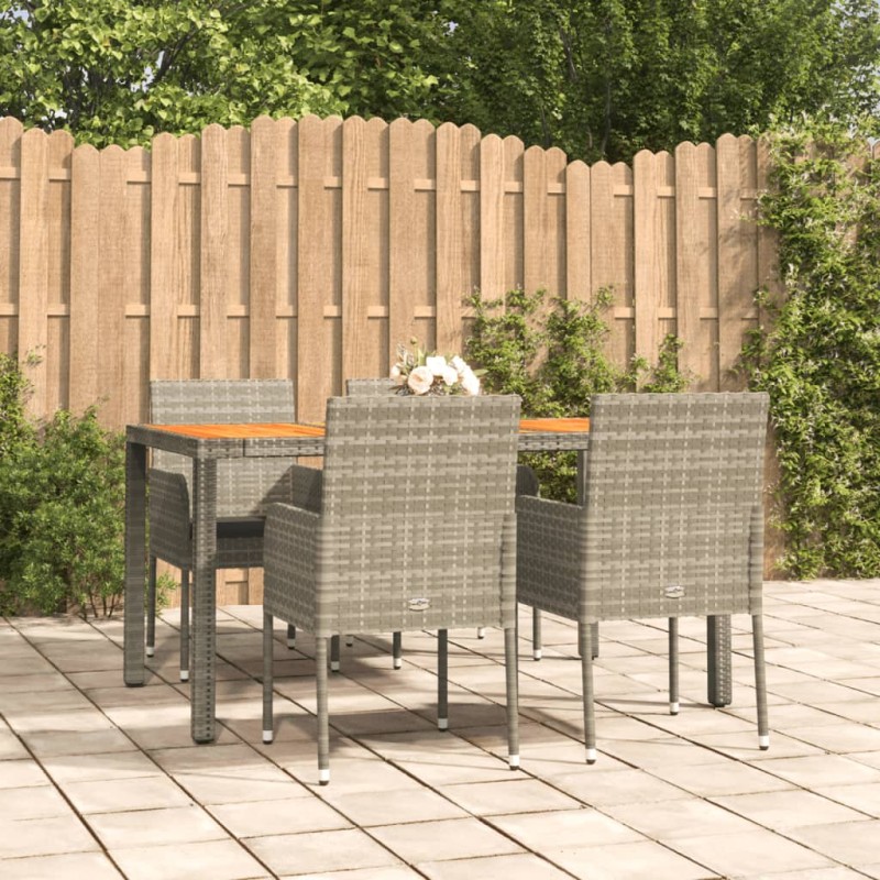 vidaXL 5-tlg. Garten-Essgruppe mit Kissen Grau Poly Rattan vidaXL 5-tlg. Garten-Essgruppe mit Kissen Grau Poly Rattan