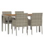 vidaXL 5-tlg. Garten-Essgruppe mit Kissen Grau Poly Rattan vidaXL 5-tlg. Garten-Essgruppe mit Kissen Grau Poly Rattan