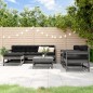 vidaXL 7-tlg. Garten-Lounge-Set mit Kissen Grau Massivholz vidaXL 7-tlg. Garten-Lounge-Set mit Kissen Grau Massivholz