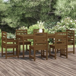 vidaXL 7-tlg. Garten-Essgruppe Honigbraun Massivholz Kiefer