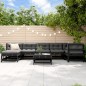 vidaXL 8-tlg. Garten-Lounge-Set mit Kissen Schwarz Massivholz vidaXL 8-tlg. Garten-Lounge-Set mit Kissen Schwarz Massivholz
