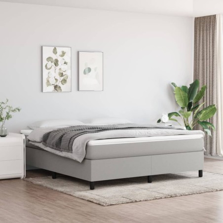 vidaXL Boxspringbett mit Matratze Hellgrau 160x200 cm Stoff