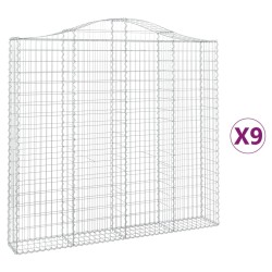 vidaXL Gabionen mit Hochbogen 9 Stk. 200x30x180/200cm Verzinktes Eisen