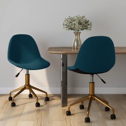 Esszimmerstühle 2 Stk. Drehbar Blau Samt