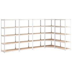 vidaXL Regale mit 5 Böden 5 Stk. Silbern Stahl & Holzwerkstoff