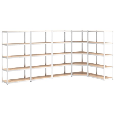 vidaXL Regale mit 5 Böden 5 Stk. Silbern Stahl & Holzwerkstoff