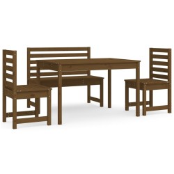 vidaXL 4-tlg. Garten-Essgruppe Honigbraun Massivholz Kiefer