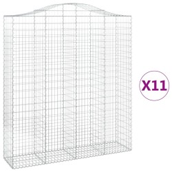 vidaXL Gabionen mit Hochbogen 11Stk. 200x50x220/240cm Verzinktes Eisen