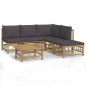 vidaXL 6-tlg. Garten-Lounge-Set mit Dunkelgrauen Kissen Bambus vidaXL 6-tlg. Garten-Lounge-Set mit Dunkelgrauen Kissen Bambus