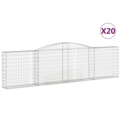 vidaXL Gabionen mit Hochbogen 20Stk. 400x30x100/120cm Verzinktes Eisen