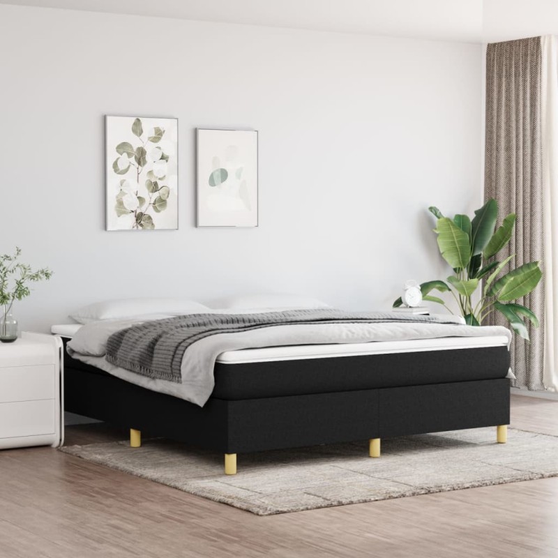 vidaXL Boxspringbett mit Matratze Schwarz 180x200 cm Stoff vidaXL Boxspringbett mit Matratze Schwarz 180x200 cm Stoff