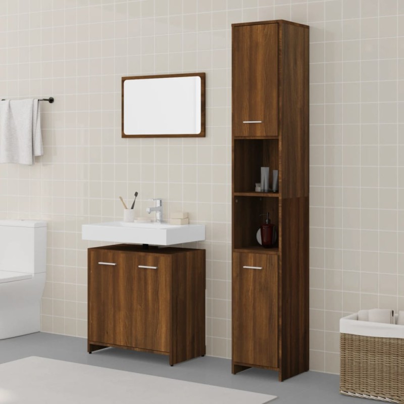 vidaXL 3-tlg. Badmöbel-Set Braun Eichen-Optik Holzwerkstoff vidaXL 3-tlg. Badmöbel-Set Braun Eichen-Optik Holzwerkstoff