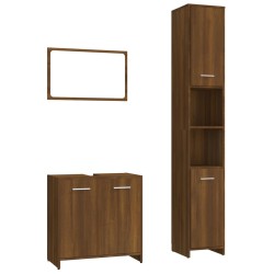 vidaXL 3-tlg. Badmöbel-Set Braun Eichen-Optik Holzwerkstoff