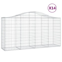vidaXL Gabionen mit Hochbogen 14 Stk 200x50x100/120cm Verzinktes Eisen