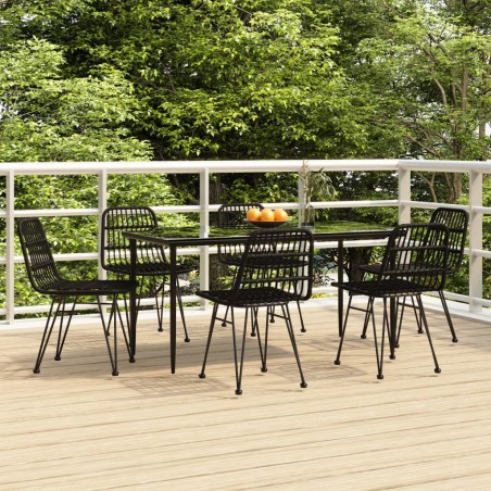 vidaXL 7-tlg. Garten-Essgruppe Schwarz Poly Rattan