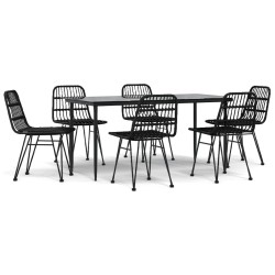 vidaXL 7-tlg. Garten-Essgruppe Schwarz Poly Rattan