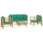 vidaXL 5-tlg. Garten-Lounge-Set mit Grünen Kissen Bambus vidaXL 5-tlg. Garten-Lounge-Set mit Grünen Kissen Bambus