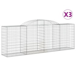 vidaXL Gabionen mit Hochbogen 3 Stk. 300x50x100/120cm Verzinktes Eisen