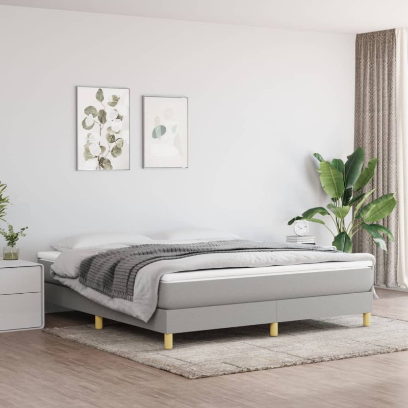 vidaXL Boxspringbett mit Matratze Hellgrau 160x200 cm Stoff vidaXL Boxspringbett mit Matratze Hellgrau 160x200 cm Stoff