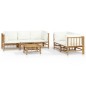 vidaXL 6-tlg. Garten-Lounge-Set mit Cremeweißen Kissen Bambus vidaXL 6-tlg. Garten-Lounge-Set mit Cremeweißen Kissen Bambus