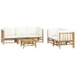 vidaXL 6-tlg. Garten-Lounge-Set mit Cremeweißen Kissen Bambus vidaXL 6-tlg. Garten-Lounge-Set mit Cremeweißen Kissen Bambus