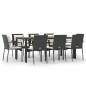 vidaXL 9-tlg. Garten-Essgruppe mit Kissen Schwarz Poly Rattan vidaXL 9-tlg. Garten-Essgruppe mit Kissen Schwarz Poly Rattan