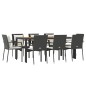 vidaXL 9-tlg. Garten-Essgruppe mit Kissen Schwarz Poly Rattan vidaXL 9-tlg. Garten-Essgruppe mit Kissen Schwarz Poly Rattan