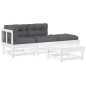 vidaXL 4-tlg. Garten-Lounge-Set mit Kissen Weiß Massivholz vidaXL 4-tlg. Garten-Lounge-Set mit Kissen Weiß Massivholz