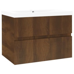 vidaXL Waschbeckenschrank mit Einbaubecken Braun Eiche Holzwerkstoff