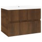vidaXL Waschbeckenschrank mit Einbaubecken Braun Eiche Holzwerkstoff vidaXL Waschbeckenschrank mit Einbaubecken Braun Eiche Holzwerkstoff