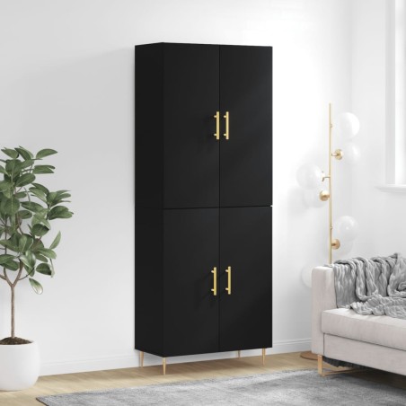 Highboard Schwarz 69,5x34x180 cm Holzwerkstoff