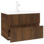 vidaXL Waschbeckenschrank mit Einbaubecken Braun Eiche Holzwerkstoff vidaXL Waschbeckenschrank mit Einbaubecken Braun Eiche Holzwerkstoff