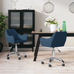 Esszimmerstühle 2 Stk. Drehbar Blau Stoff