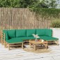 vidaXL 7-tlg. Garten-Lounge-Set mit Grünen Kissen Bambus vidaXL 7-tlg. Garten-Lounge-Set mit Grünen Kissen Bambus