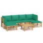 vidaXL 7-tlg. Garten-Lounge-Set mit Grünen Kissen Bambus vidaXL 7-tlg. Garten-Lounge-Set mit Grünen Kissen Bambus