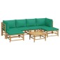 vidaXL 7-tlg. Garten-Lounge-Set mit Grünen Kissen Bambus vidaXL 7-tlg. Garten-Lounge-Set mit Grünen Kissen Bambus