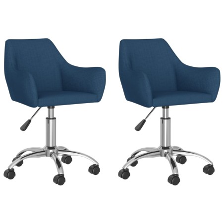 Esszimmerstühle 2 Stk. Drehbar Blau Stoff