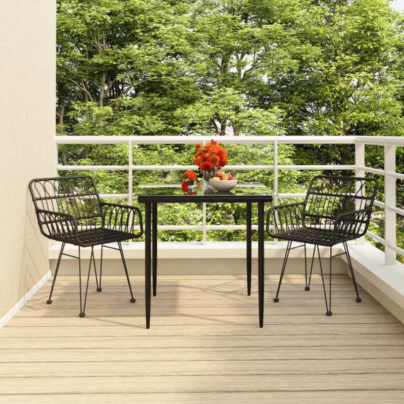 vidaXL 3-tlg. Garten-Essgruppe Schwarz Poly Rattan vidaXL 3-tlg. Garten-Essgruppe Schwarz Poly Rattan
