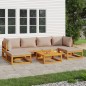vidaXL 7-tlg. Garten-Lounge-Set mit Taupe Kissen Massivholz vidaXL 7-tlg. Garten-Lounge-Set mit Taupe Kissen Massivholz