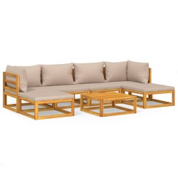 vidaXL 7-tlg. Garten-Lounge-Set mit Taupe Kissen Massivholz
