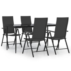 vidaXL 5-tlg. Garten-Essgruppe Schwarz Poly Rattan