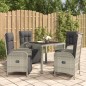 vidaXL 5-tlg. Garten-Essgruppe mit Kissen Grau Poly Rattan vidaXL 5-tlg. Garten-Essgruppe mit Kissen Grau Poly Rattan