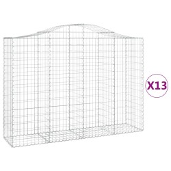 vidaXL Gabionen mit Hochbogen 13Stk. 200x50x140/160cm Verzinktes Eisen