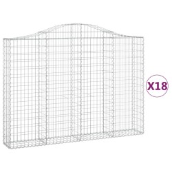 vidaXL Gabionen mit Hochbogen 18Stk. 200x30x140/160cm Verzinktes Eisen