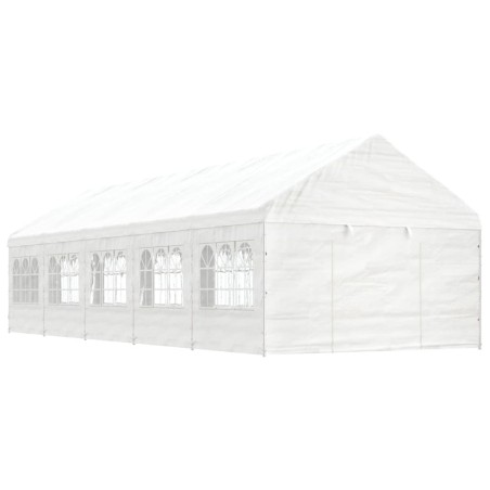vidaXL Pavillon mit Dach Weiß 11,15x4,08x3,22 m Polyethylen