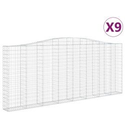 vidaXL Gabionen mit Hochbogen 9 Stk. 400x30x160/180cm Verzinktes Eisen