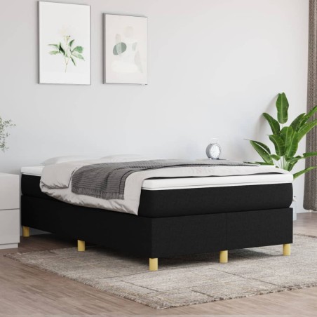 vidaXL Boxspringbett mit Matratze Schwarz 120x200 cm Stoff