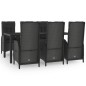 vidaXL 7-tlg. Garten-Essgruppe mit Kissen Schwarz und Grau Poly Rattan vidaXL 7-tlg. Garten-Essgruppe mit Kissen Schwarz und Grau Poly Rattan
