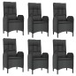 vidaXL 7-tlg. Garten-Essgruppe mit Kissen Schwarz und Grau Poly Rattan vidaXL 7-tlg. Garten-Essgruppe mit Kissen Schwarz und Grau Poly Rattan